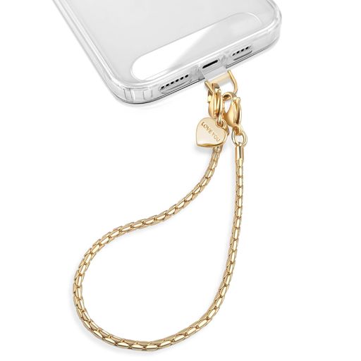 [X-Lounge]スマホストラップ手首ハンドストラップオシャレなチェーンストラップスリム軽量アウトドアストラップホルダー2枚付きゴールドShort