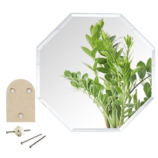 村松鏡店八角形風水35x35cm[賃貸壁貼れる鏡デザインミラー]かがみのカタチ八角クリスタル