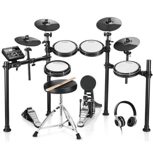 Donner電子ドラムセットメッシュ折りたたみ式消音性450種類音色50デモ曲MIDI機能防振オーディオケーブルスローンスティックヘッドホン付初心者大人自宅練習...