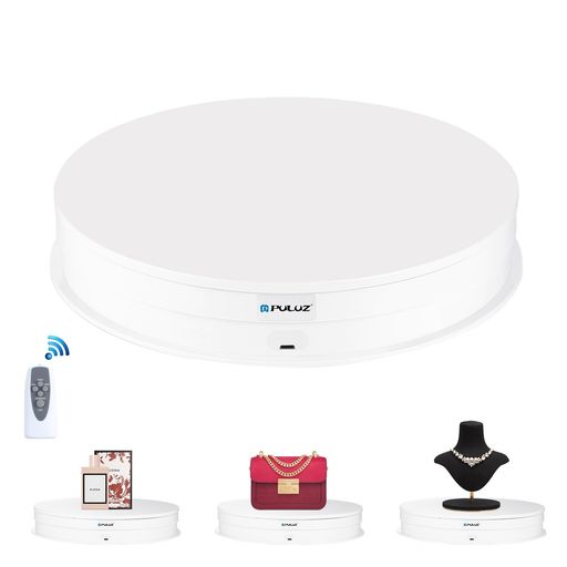 PULUZ電動ターンテーブル360°電動回転台ターンテーブル回転式ディスプレイスタンド耐荷重15KG直径28cm..