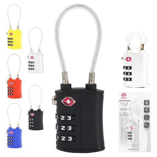 星(塗り潰し)錆びにくい安心素材星(塗り潰し)TSAロック南京錠小型ダイヤル式ワイヤー軽量ロック暗証番..