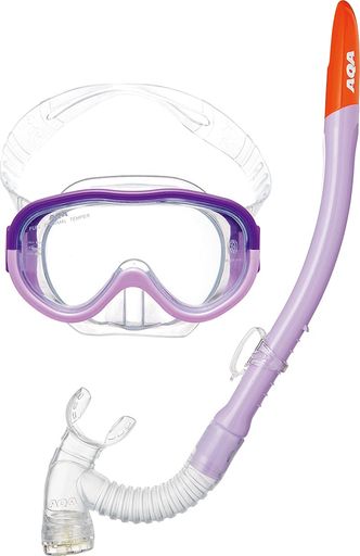 AQA(エーキューエー)マリンスポーツマスク&スノーケル2点セットアコ&ビキシーVライト3パープルxラベンダーKZ-9003