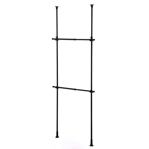 HEIANSHINDOつっぱりハンガーラック2段壁面収納伸縮マットブラック幅56~95cm高さ200~275cmTNP-3B平安伸..