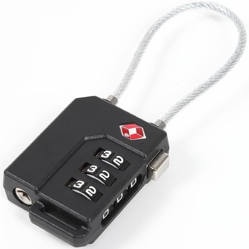 TSAロックワイヤー南京錠ブラック旅行用安心防犯グッズダイヤル式(T-2)