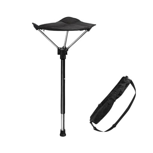 Golspia行列待ち椅子コンパクトアウトドアチェア一本足高さ調整携帯いす軽量折りたたみブラック