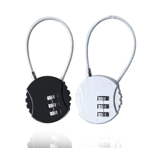 FineGood南京錠ワイヤーダイヤル式ロック2個セット盗難防止ワイヤーロックダイヤル式ワイヤー亜鉛合金..