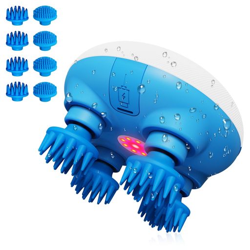 ヘッドスパ電動頭皮ブラシIP67防塵防水180g超軽量【皮膚ケア研究に基づく設計】コードレススカルプケア全身対応4種交換アタッチメント&専用ケースお風呂&自宅ケアギフトプレゼント