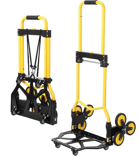 Euker(ユーカー)キャリーカート折り畳み3輪台車10つの車輪段差軽量ハンドトラック耐荷重120Kg補助輪付..