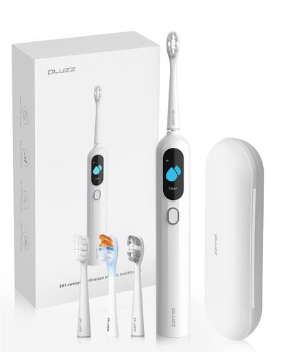 【2025革新・スイープ振動技術】PLUZZEB1音波電動歯ブラシ4つの交換用ブラシヘッド付き3モード切替スマ..