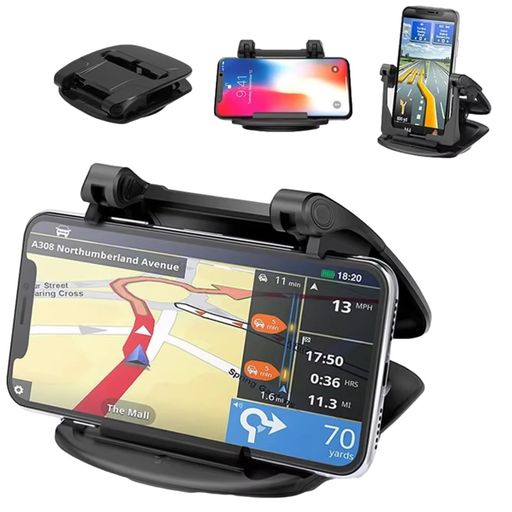 ルボナリエスマホホルダー車載用クリップ式360°回転全車種対応車スマホスタンド(ブラック)