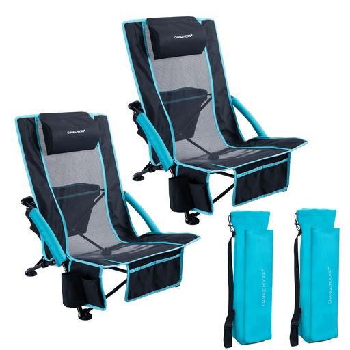 CHANGEMOOREアウトドアチェアキャンプチェアローチェア超通気性600Dオックスフォード生地136kg耐荷重折りたたみ涼感座り心地コンパクトヘッドレスト付き保冷ストレージバッグ付き日本語取…