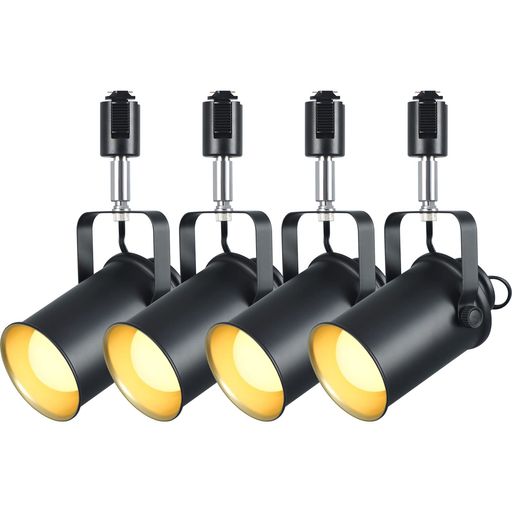 Dotoyダクトレール用スポットライト4個セットE26口金黒ダクトレールLED電球60W形相当電球色9W800lmライティングバー用照明器具ledスポットライト人気(黒+電球色)