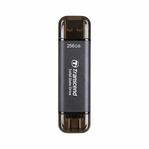 トランセンドジャパントランセンドポータブルSSD256GB高速最大1050MB/s超小型軽量11gType-A/Type-C両対..