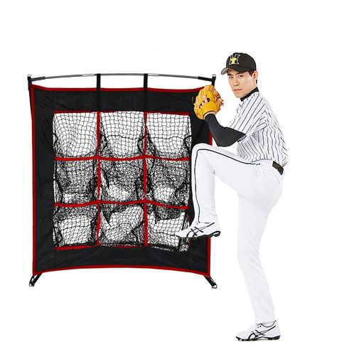 FLITURE野球練習ネット1.2mx0.9m9つポケット野球投球ネット自宅バッティングネット室内ピッチングター..