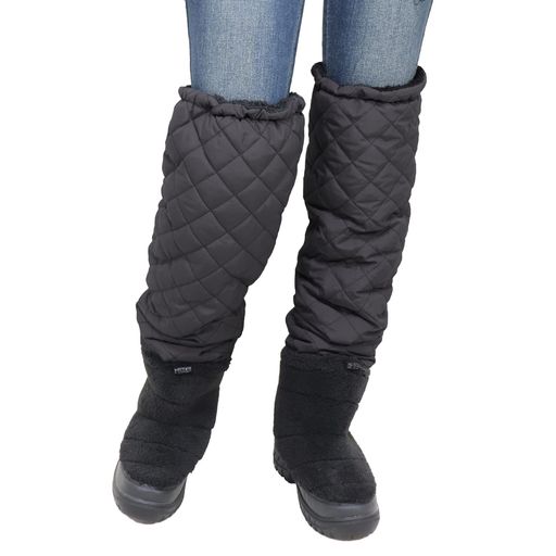 [iLeg]レッグウォーマー裏ボアロング丈裏起毛防寒冬用キルティング(チャコール)の商品画像