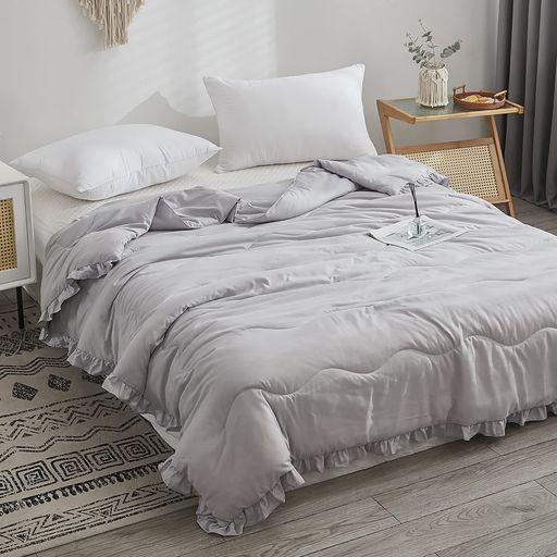 肌掛け布団シングル夏用フリル夏ふとんキルトケット掛け布団掛けふとん冷房対策洗える柔らかい肌触りか..