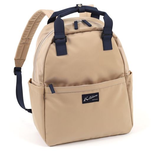 [キタムラ]ポケット充実A4サイズ対応ナイロンリュックR-0776レディースサンドベージュ/ダークブルー521..