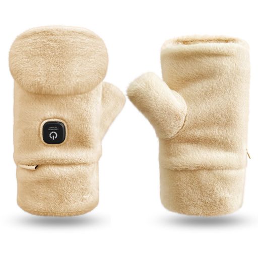 [jpunacn]レディース防寒手袋フワフワミトン2way冬スマホ対応モコモコ防寒対策洗濯可能USB充電式コードレスかわいい自転車キャンプ撮影登山