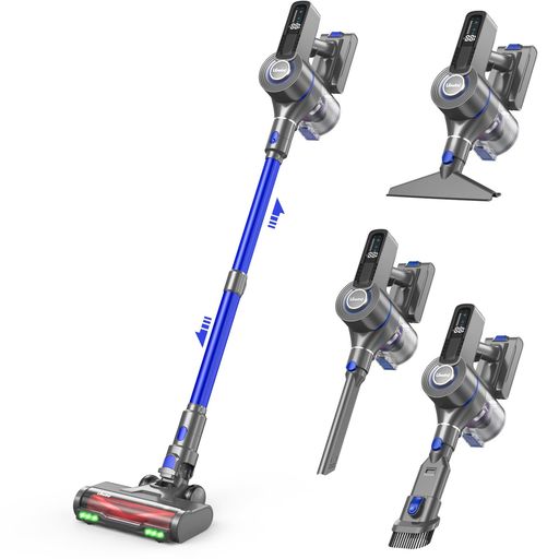 コードレス掃除機Uowindスティッククリーナー55kPa超強吸力自立式伸縮パイプタッチパネル無刷モーターA..