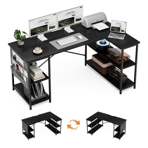 FryLRパソコンデスクL字机幅150cmパソコンラックおしゃれテーブルゲーミングデスクモニターアームをつ..