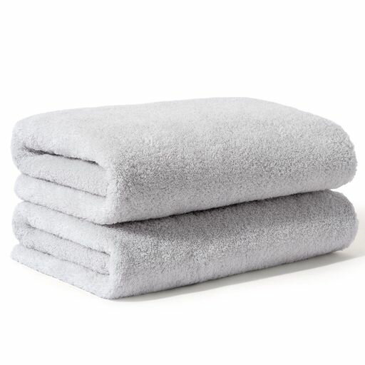 AIFYリゾートタオル無撚糸バスタオル2枚セット綿100%ふわふわ厚手速乾吸水ホテル仕様長持ち日本製風肌..