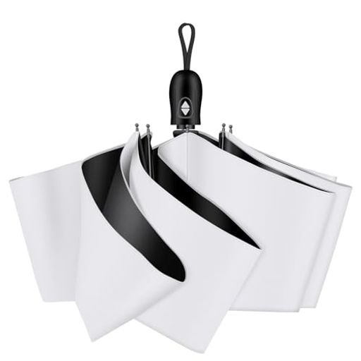 日傘折りたたみ傘UVカット100%完全遮光遮熱ワンタッチ自動開閉折り畳み傘超軽量コンパクト折り畳み日傘紫外線遮断日焼け止め耐風撥水晴雨兼用携帯便利メンズレディース(ホワイト)