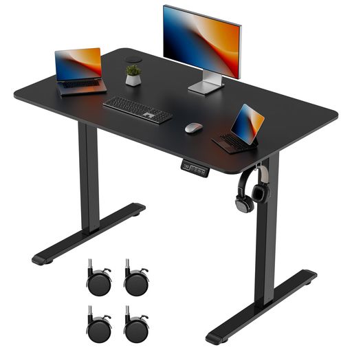 Alebert昇降デスク電動昇降式デスク幅100*奥行60*高73-118cmスタンディングデスク上下昇降デスク高さメ..
