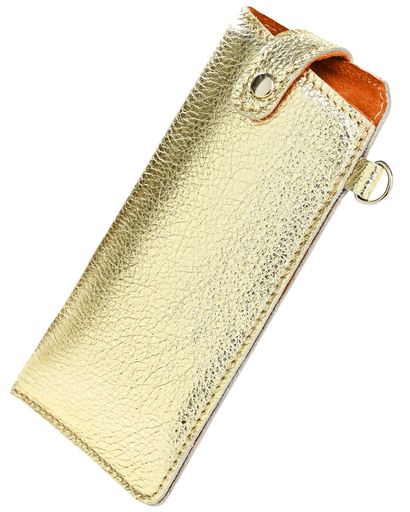 [ENTRAMBI]メタリックレザーメガネケース本革牛革姫路レザーDカン付きスリムメガネ眼鏡ピッグスキンメ..