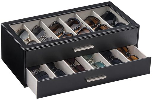 [Lolalet]サングラス収納ケース2層12本大容量メガネ・アクセサリー収納ボックス透明クリア天板ディスプ..