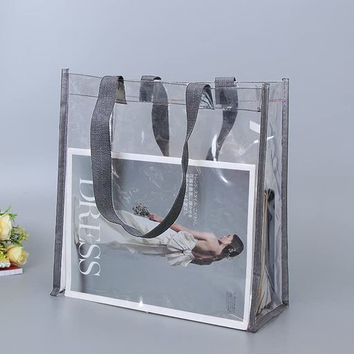 Lakymisyビニールバックシンプル透明ビーチバッグトートバッグ大容量海水浴着替え収納おしゃれ防水プー..