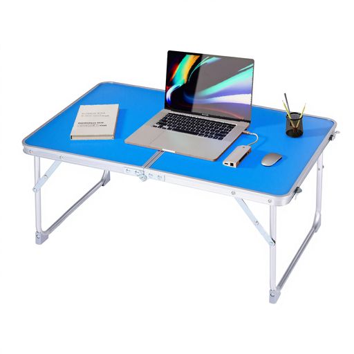 VECELOローテーブル折りたたみ式ベッドテーブル幅60X奥行40X高さ26cm安定性多機能省スペース組立不要軽量シンプルソファベッド用ミニテーブルブルー