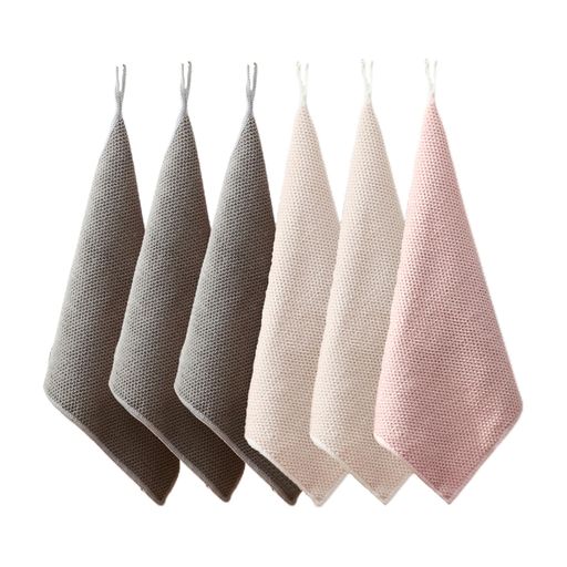 北欧おしゃれキッチンタオルキッチンクロスふきん手拭き布巾台拭きディッシュクロスループ付き速乾キッチン食器拭き30*30cm6枚セット吸水性台所手ふきん防臭抗菌マイクロファイバー毛…