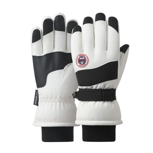 スキーグローブレディーススノー手袋てぶくろ冬【3層断熱素材/撥水防水加工/防風保温/滑り止め/耐磨耗/裏起毛/紛失防止】防寒暖かい通学雪遊びバイク登山アウトドア用フリーサイズ(M)(…