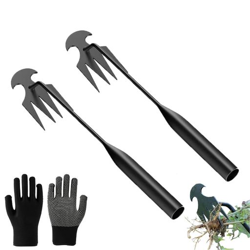 草取り道具熊手4歯2本セット園芸用品掘り起こし道具草刈りレーキキットステンレス製超軽量雑草除去ツー..