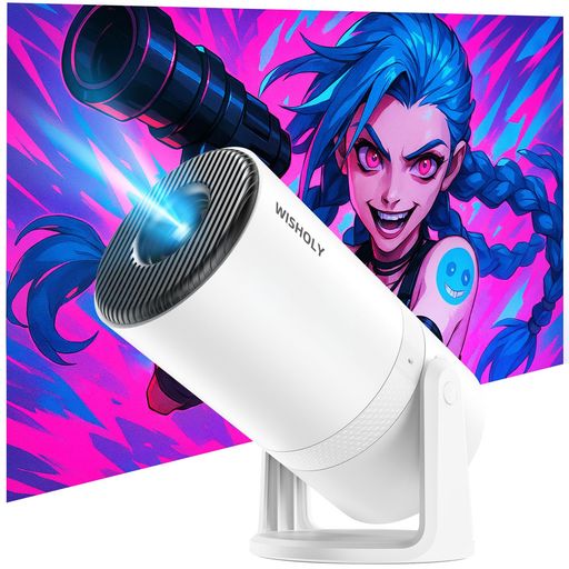 WISHOLYプロジェクター家庭用【2025新登場・AndroidTV搭載・270°回転】プロジェクター天井投影18000LM1080PWi-Fi6自動台形補正ホームプロジェクターBluetooth5.4スタンド一体型