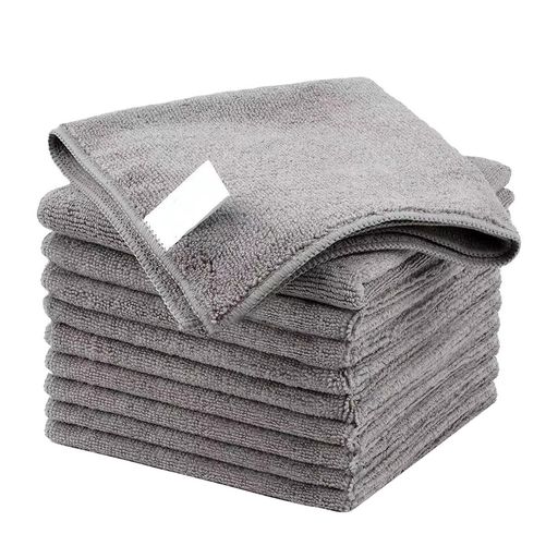 マイクロファイバークロスふきん厚手強力吸水速乾クリーニングタオルキッチンタオルぞうきん業務用洗車雑巾食器窓鏡台拭き10枚グレー