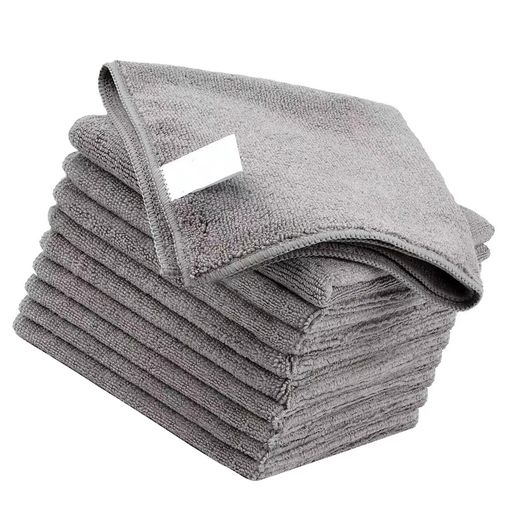 マイクロファイバークロスふきん厚手吸水速乾クリーニングタオルキッチンタオル業務用ぞうきん洗車雑巾食器窓鏡台拭き【10枚グレー30*30cm】