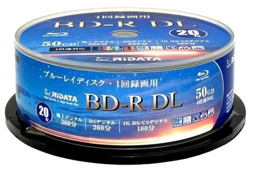 ・RiDATABR260EPW4X.20SP1回録画用片面2層ブルーレイディスクホワイトプリンタブルRiTEKBD-RDL50GB20枚