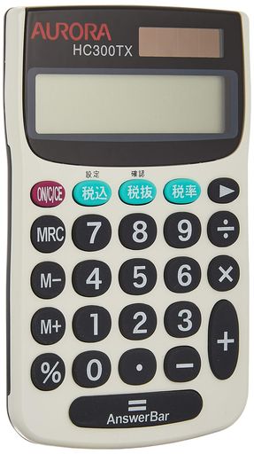 W70xD100xH108mm 12桁表示 税計算機能付き 電池とソーラー電池の2電源