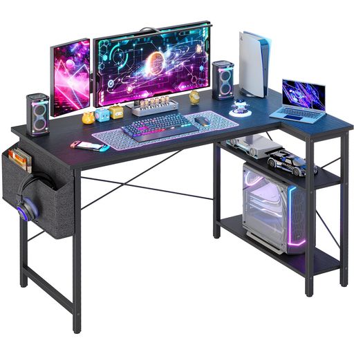 ティクラブ(TIQLAB)L字型ゲーミングデスク120x70cmパソコンデスク収納バッグ付きオフィスデスク小型ラ..