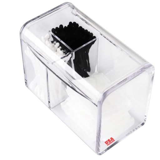 MoosyLifeAZ35バスルームアクリル製蓋付きコスメケース、ビューティーコットンアップボックス、綿棒ケ..