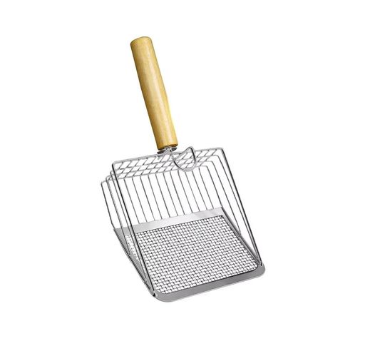 防水・防錆ステンレス製猫トイレスコップ13x14cm広々設計デュアルふるい機能付きフック収納可能猫トイ..