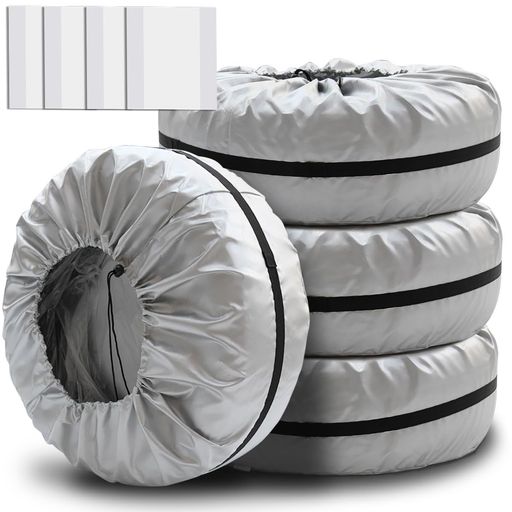 AUTOSKYタイヤカバー屋外防水420D厚手タイヤ袋屋外ハンドル付き防水UVカット劣化汚れ防止防犯耐久雨雪対応タイヤ保管カバー収納袋付き(M:65*40cm(4本セット))