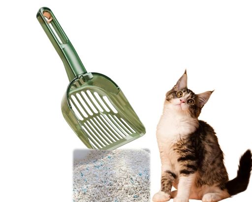 猫砂ふるいグリーンABS樹脂製|9mm速落ち&4mmブロックワンプッシュ分別|6.5°斜面スクープ|壁掛け/自立2W..