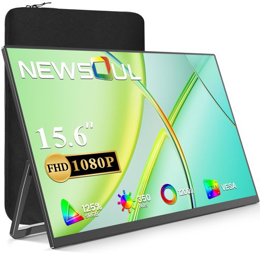 モバイルモニター15.6インチ収納ケース付きNewsoulポータブルモニター125%広色域フルHDIPS軽量薄型PC/スマホ/ノートパソコンモバイルディスプレイSwitch/PS3.4.5/PC/スマホ/Macなど対応