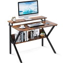 KKL 机 pcデスク パソコンデスク コンパクト モニター台付き 幅70/100cm ゲーミングデスク 勉強机 小さい computer desk 棚付き テレワークデスク 省スペース 一人暮らし 組立簡単 モニターアーム対(3)
