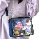 YUYAKESHI バッグ 痛バ 見せバッグ ショルダーバッグ 四角 2個20cmぬいぐるみ用 外出 透明窓 大容量 収納 二重 ポーチ 29*20cm(3)