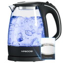 ハゴオギ (HAGOOGI) 電気ケトル ガラス 1L ケトル 電気 「本体青く光る」透明 おしゃれ 耐熱ガラス 手軽な電気ケトル 沸騰自動OFF/空焚き防止機能 湯沸かし器 PSE認証済 プラスチック臭に敏感な