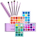 美しさを施したメイクアップキット、60色のアイシャドウパレット&5本のメイクアップブラシセット、4 in 1ボードの高着色のグリッターマットアイシャドウの回転真珠光沢のある裸眼化粧品(3)