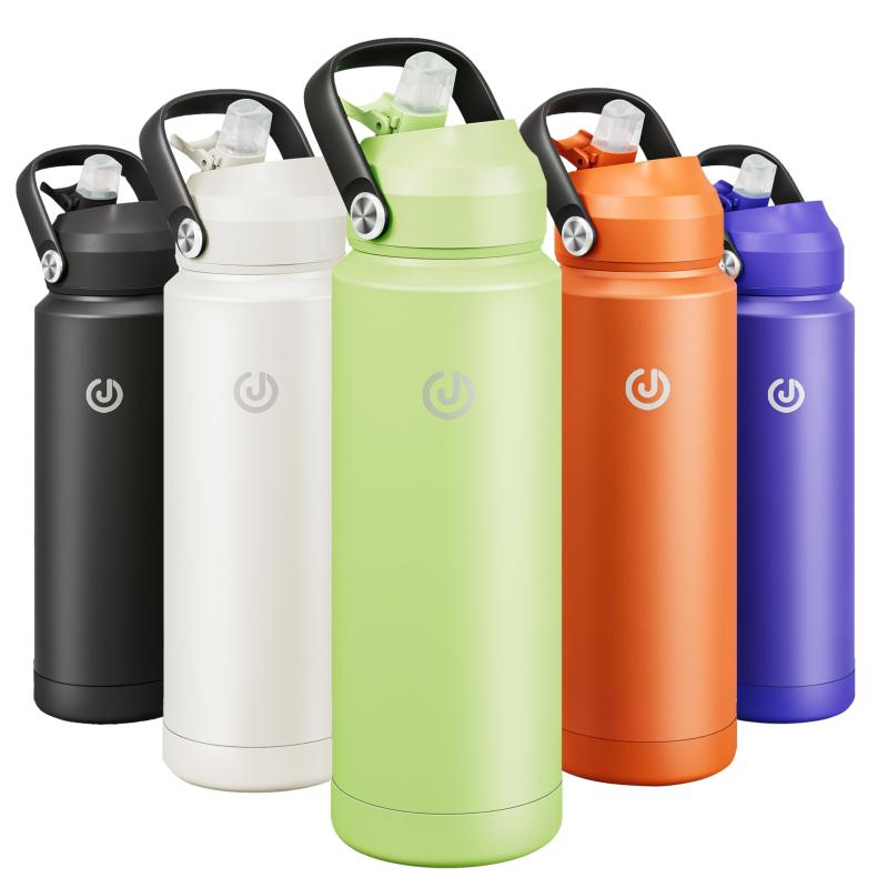 JOISCOPE ステンレス製コップミリタリーグリーン、ストロー付き、二層真空断熱保温保冷12時間以上